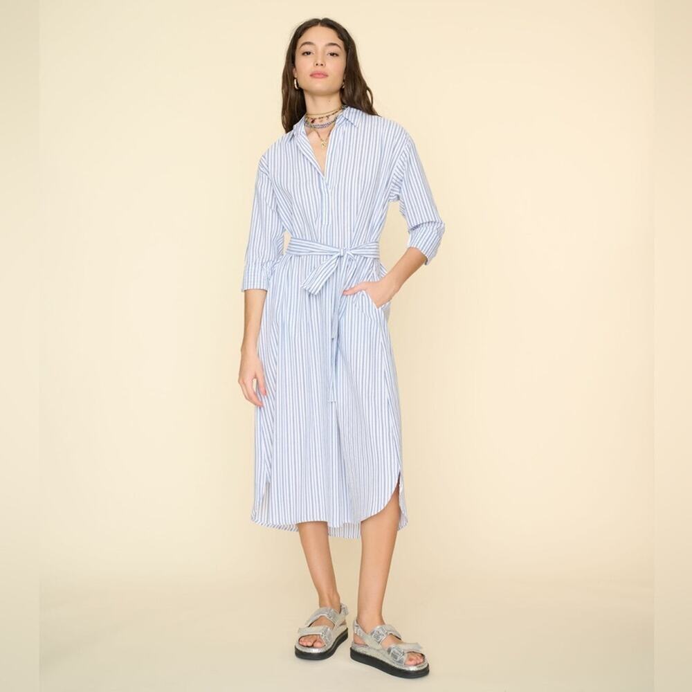 Xirena Cotton Coastal Stripe Midi Marlowe Shirt Dress S